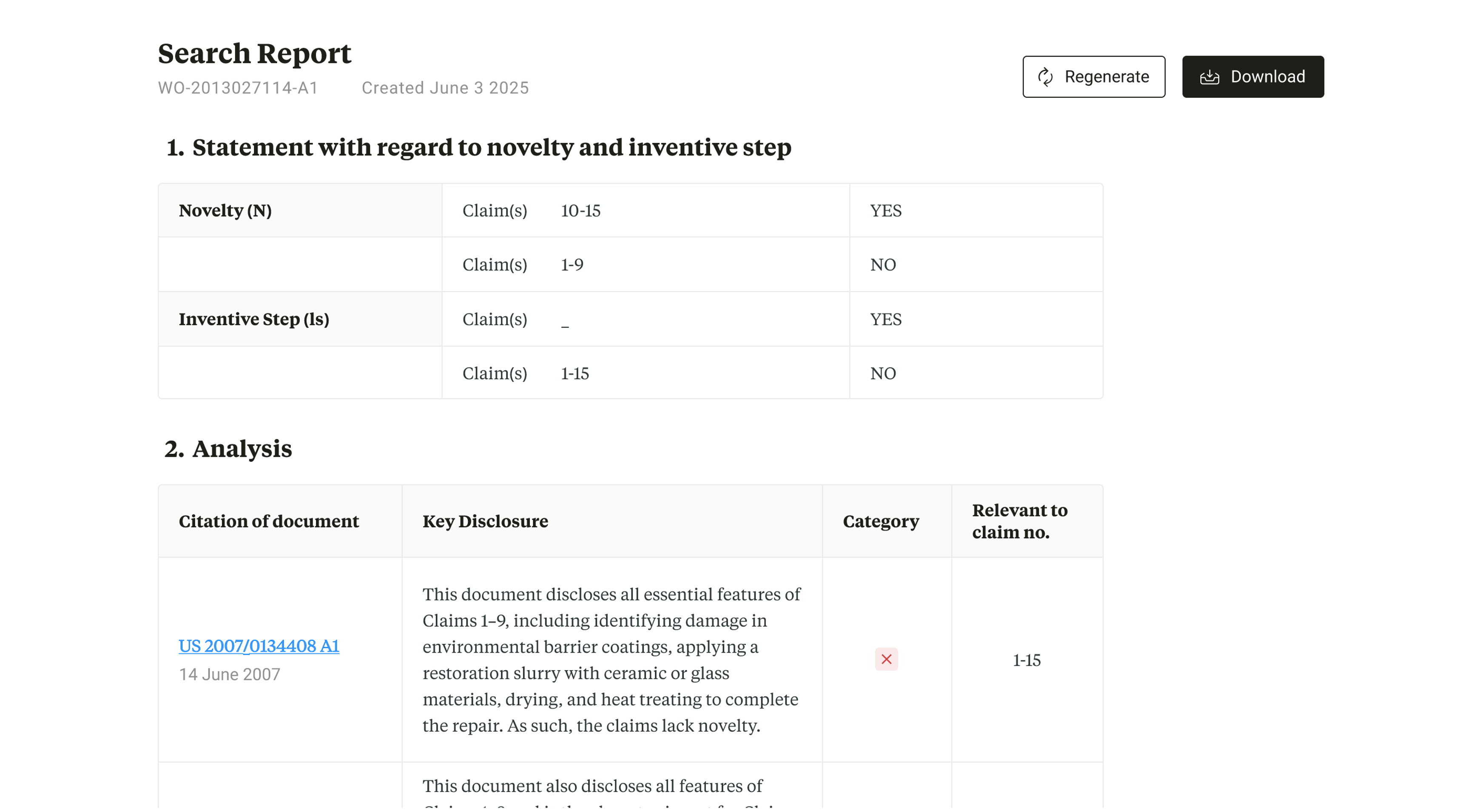 Patent Search Report